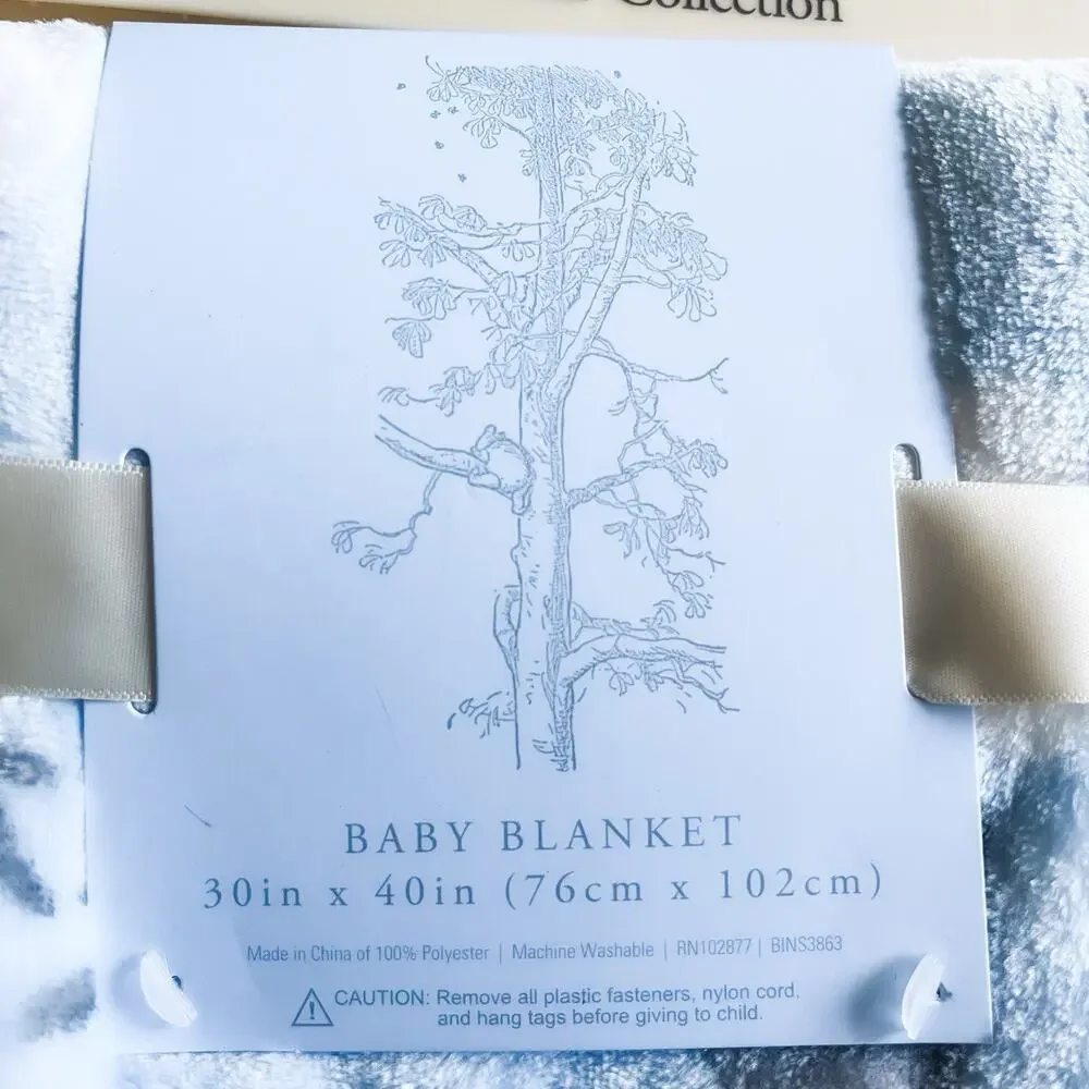 NEW Winnie the Pooh Kites Baby Blanket Eeyore Piglet- Blue White
